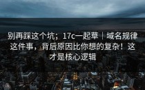 别再踩这个坑；17c一起草｜域名规律这件事，背后原因比你想的复杂！这才是核心逻辑